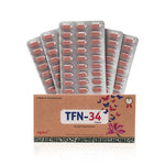 Packaging of TFN-34 herbal thyroid care tablets with blister packs on a white background