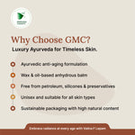 Promotional graphic for GMC with benefits of their product on a beige background