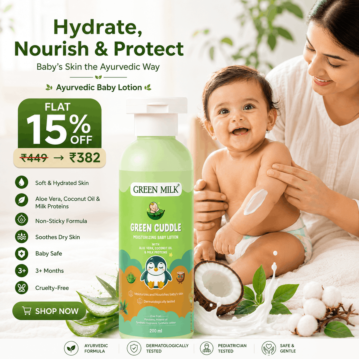 Green Cuddle Baby Lotion – Hydrate, Nourish & Protect Baby’s Skin the Ayurvedic Way
