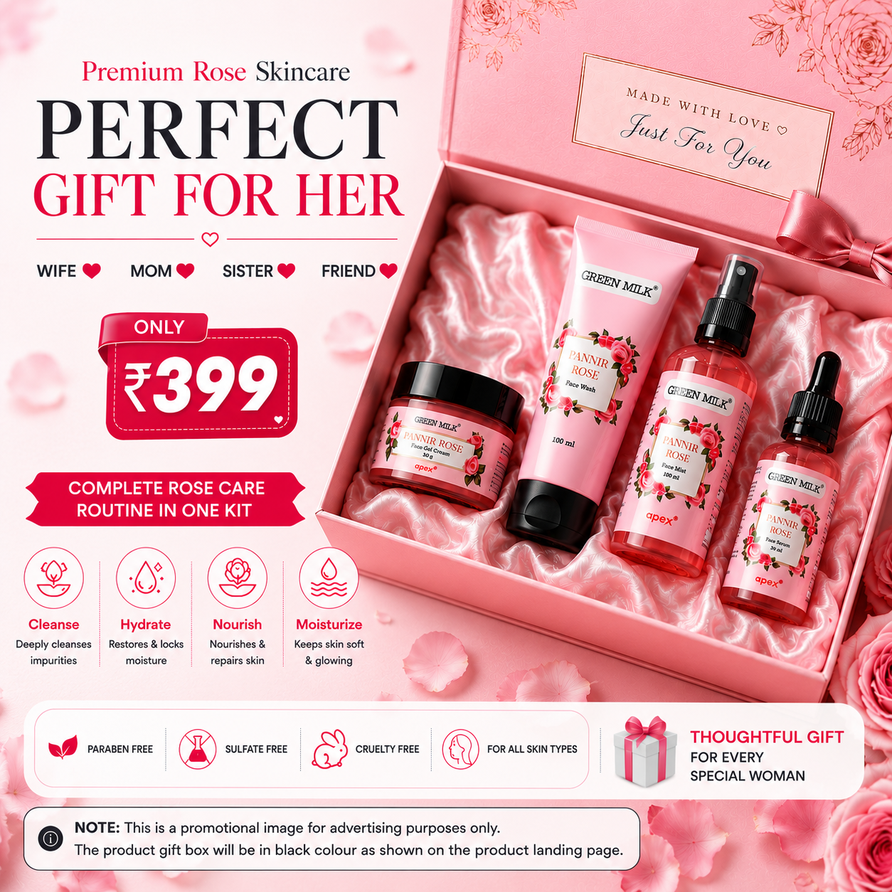 Pannir Rose Skincare Combo Pack – Complete Face Care Kit