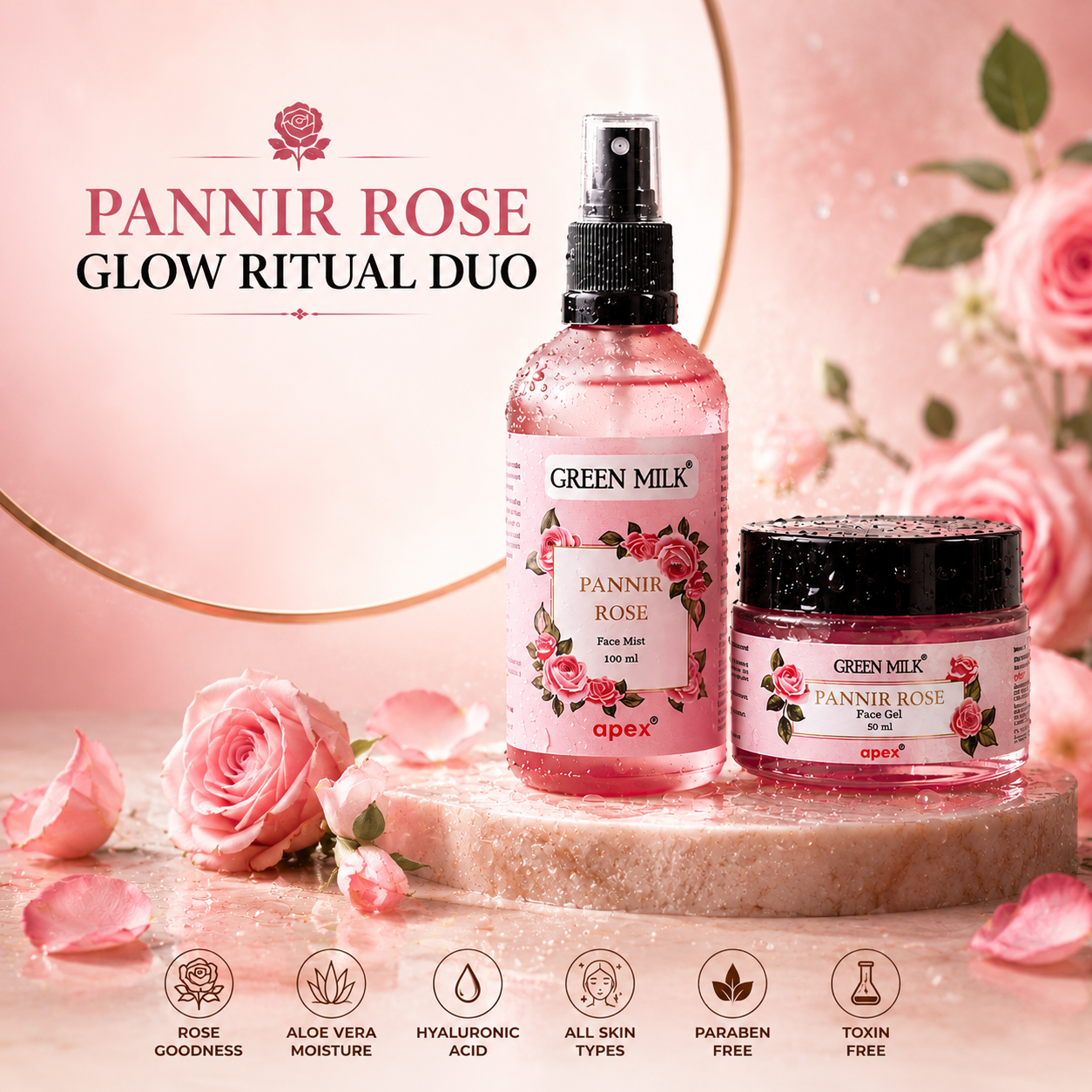 Pannir Rose Glow Ritual Duo | Hydrate, Refresh & Radiate Naturally