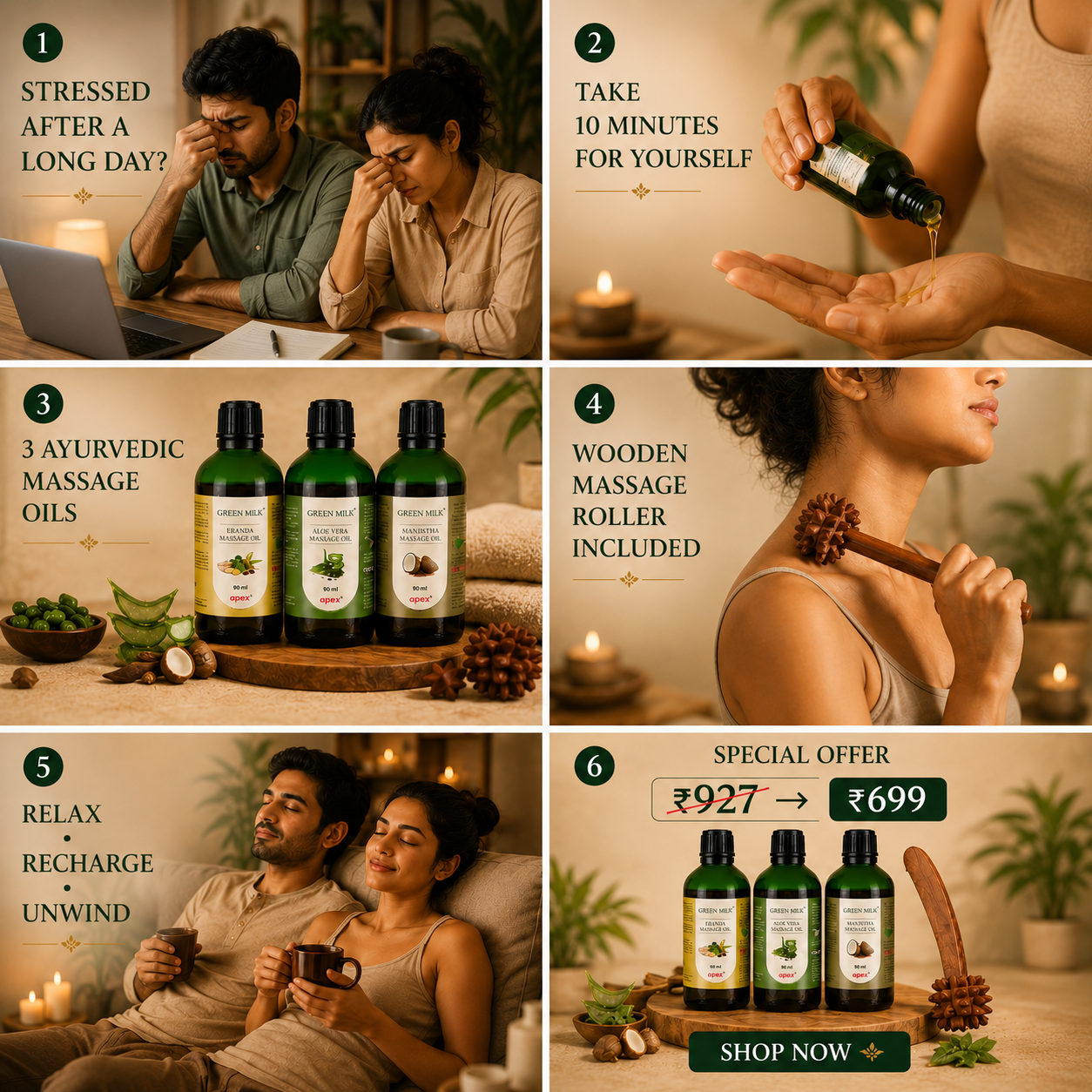 Abhyanga Bundle  – Ayurvedic Body Oils for Skin Nourishment & Relaxation