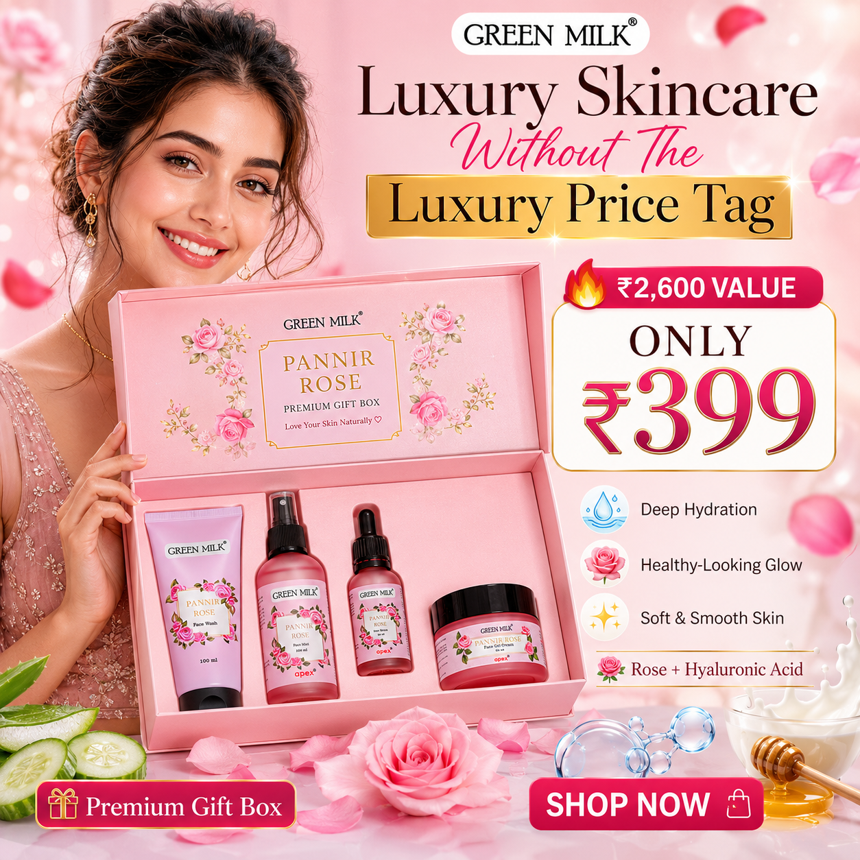 Pannir Rose Skincare Combo Pack – Complete Face Care Kit