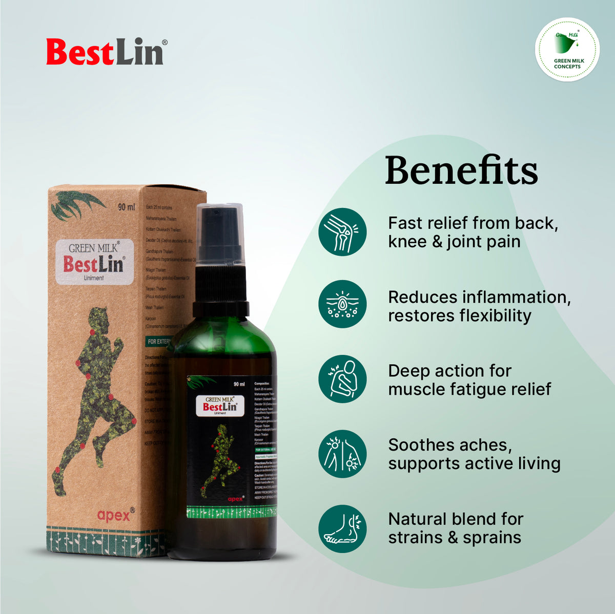 BestLin product packaging with bottle and box on a light gray background