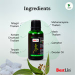 Green bottle with black cap labeled 'BestLin' on a light gray background with text and natural elements.