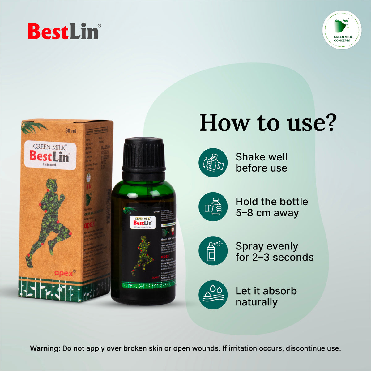 BestLin product packaging with usage instructions on a light gray background