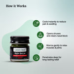 Green Milk Pain Balm jar with text on a light gray background