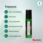 Green Milk Pain Oil bottle with features listed on a light gray background