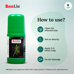 Green bottle of BestLin with usage instructions on a light gray background