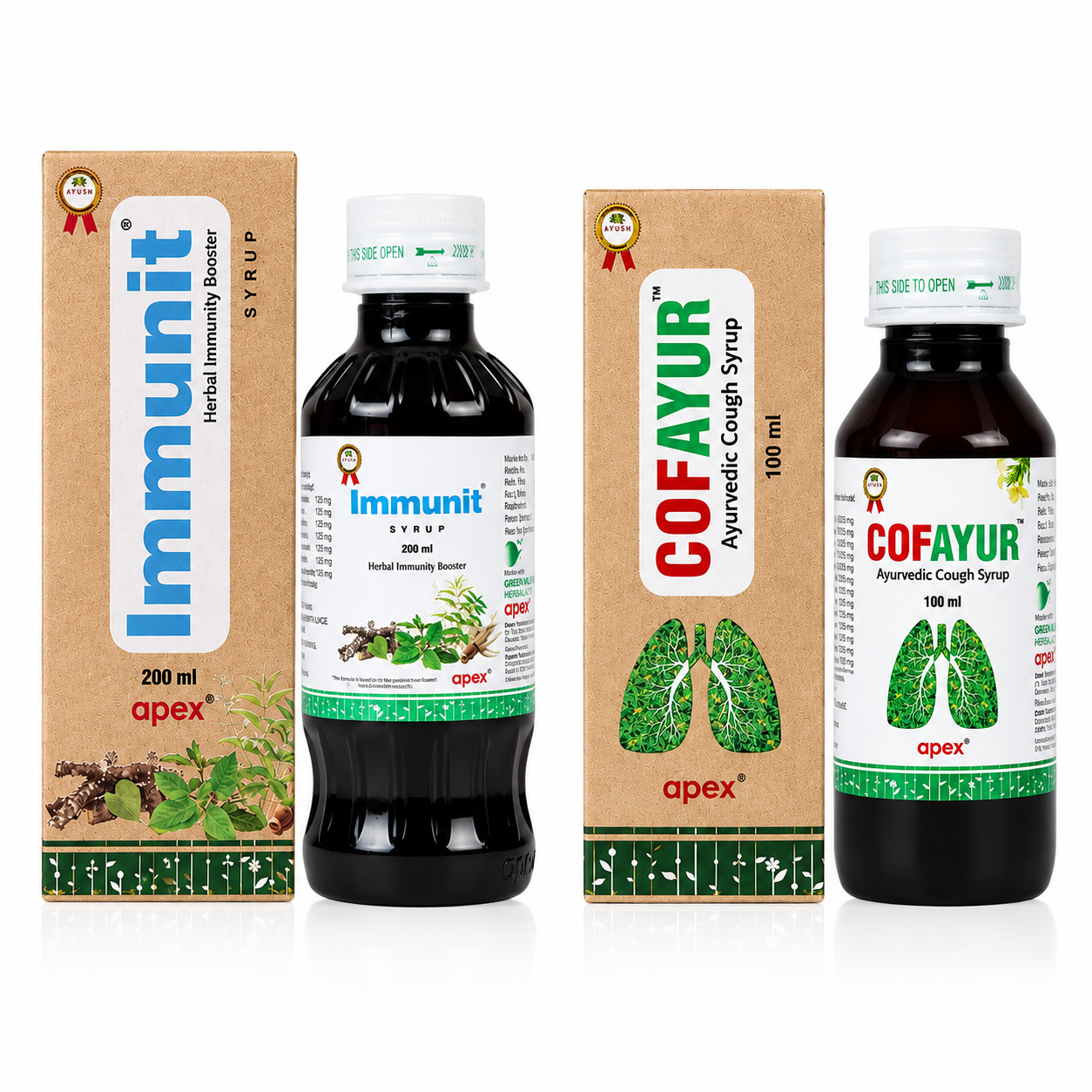 Green Milk Immunity & Respiratory Care Combo (Immunit Syrup + Cofayur Syrup) | Ayurvedic Immune & Respiratory Wellness Support
