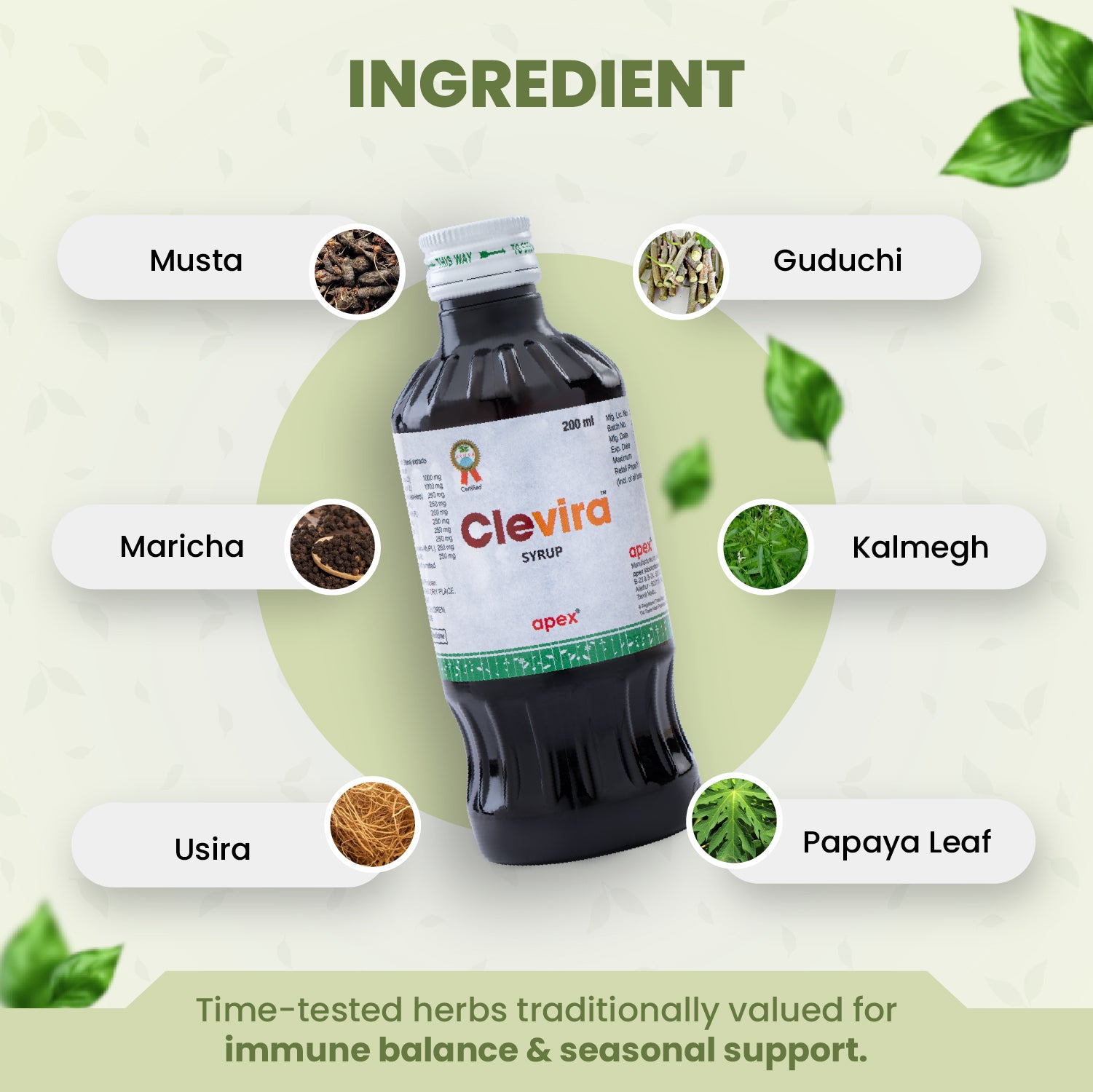 Clevira Syrup - Ayurvedic Immune Support Syrup During Flu Season.