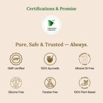 Certifications and promise statement for Green Milk Concepts on a beige background