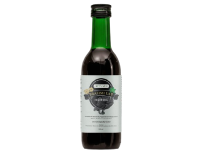 Bottle of olive oil with a label on a white background