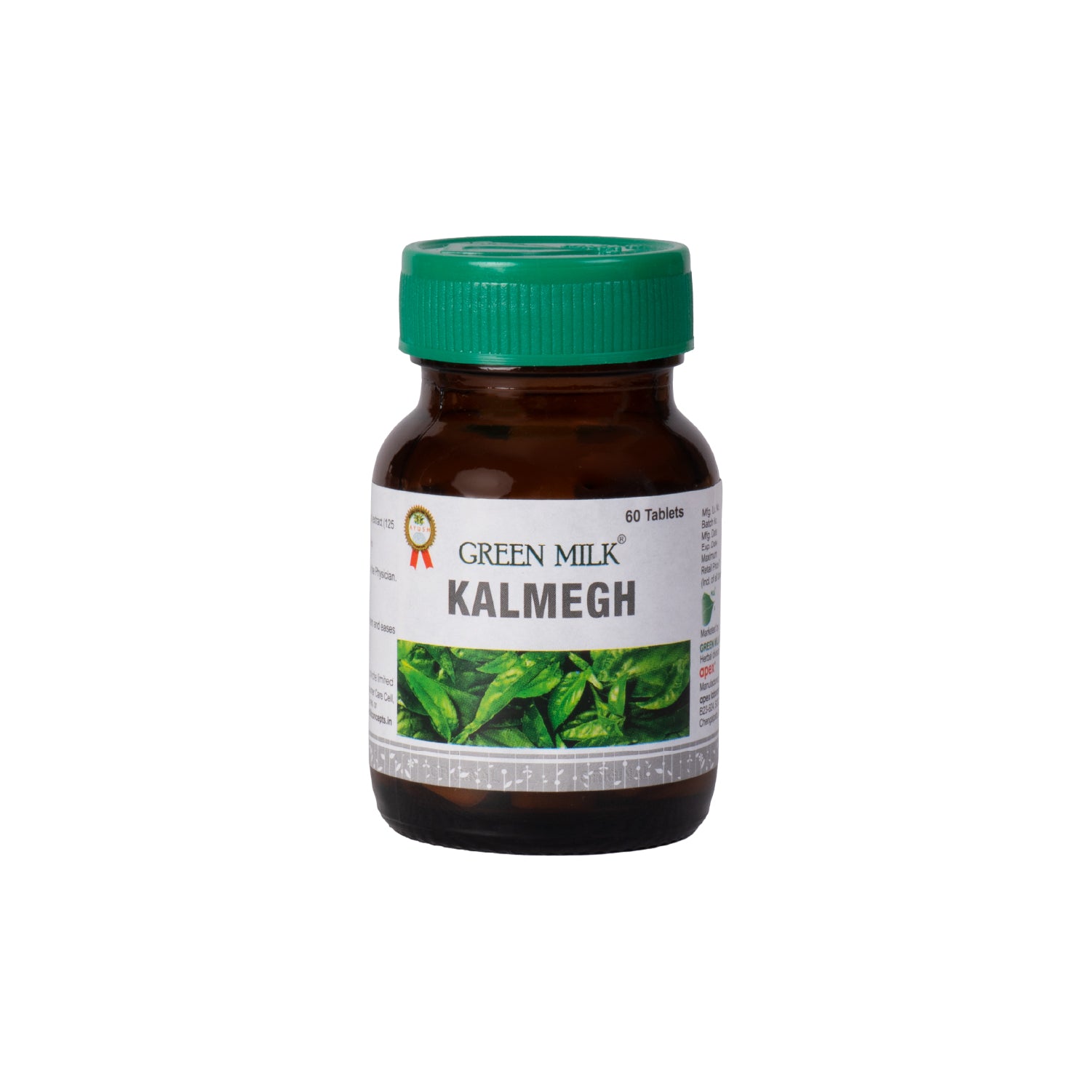 Bottle of Green Milk Kalmegh on a white background