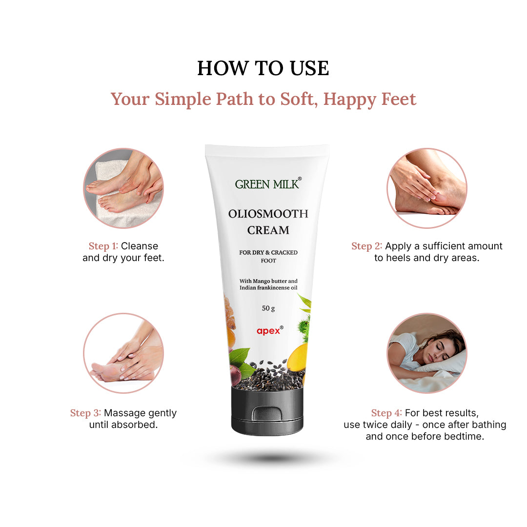 Oliosmooth Cream tube with usage instructions on a white background