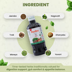 Paciflex syrup bottle with ingredients listed on a green background