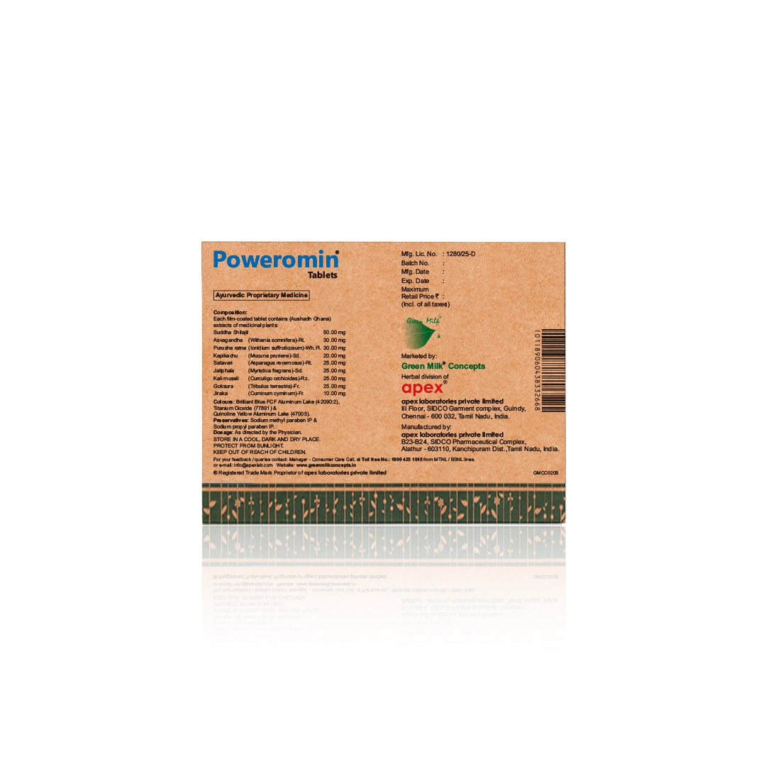 Poweromin Tablets – Ayurvedic Men’s Vitality, Strength & Libido Support