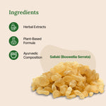 Safflower resin with 'Sallaki (Boswellia Serrata)' label on a beige background