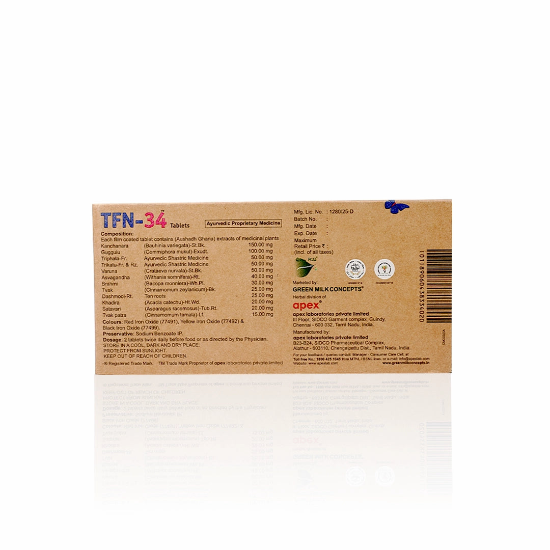 TFN 34 Tablets – Ayurvedic support for Thyroid Balance, Hormonal Health & Metabolic Wellness