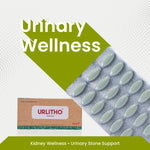 Uritho tablets and packaging with 'Urinary Wellness' text on a white background