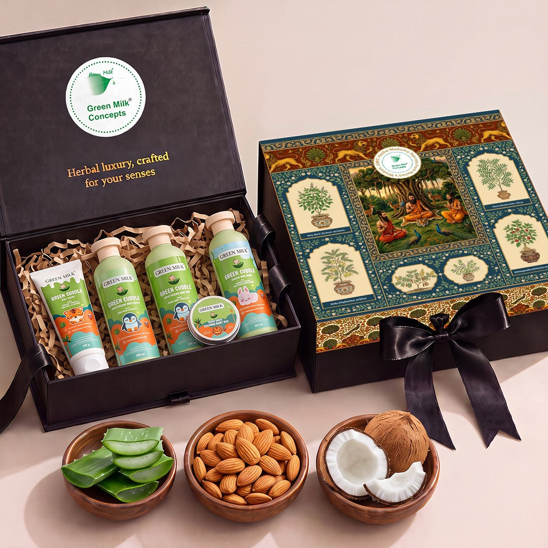 Green Cuddle Baby Care Bundle – Complete Newborn Essentials Kit for Daily Skincare & Wellness (Free Diaper Bag)