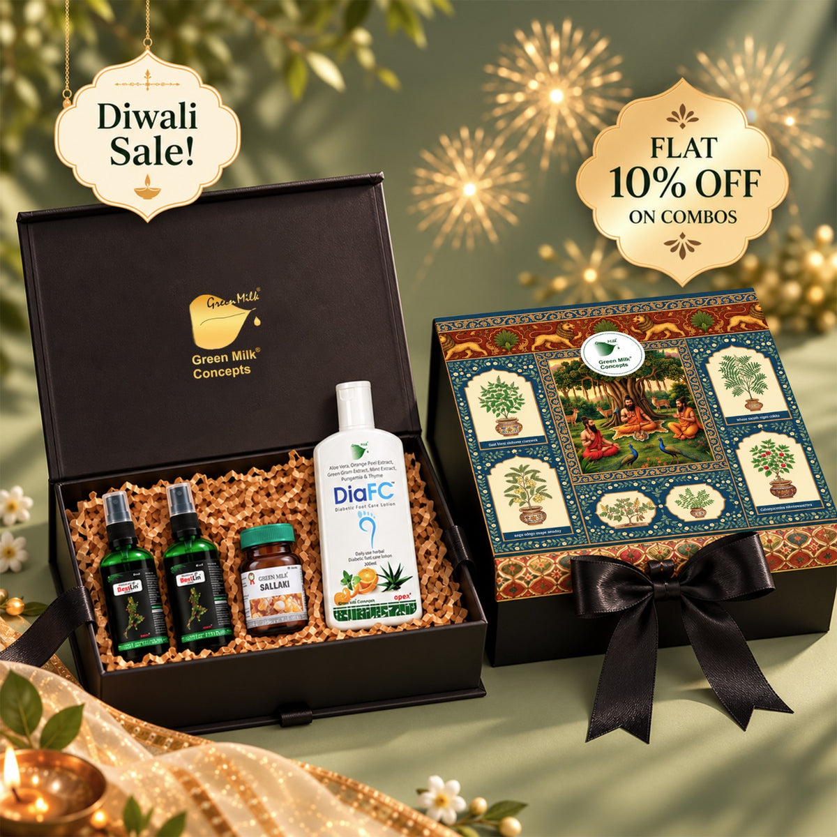 Ayurvedic Wellness Combo | BestLin Pain Relief Oil 90 ml Pack of 2 + DiaFC Foot Lotion + Sallaki Tablets