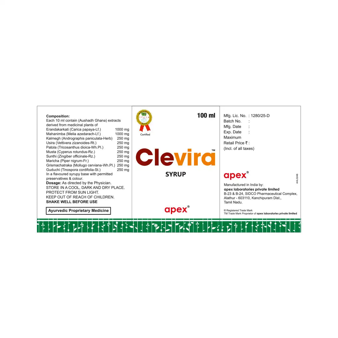 Clevira Syrup - Ayurvedic Immune Support Syrup During Flu Season.