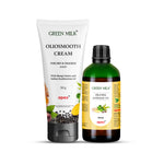 Green Milk Oliosmooth Cream and Eranda Massage Oil on a white background