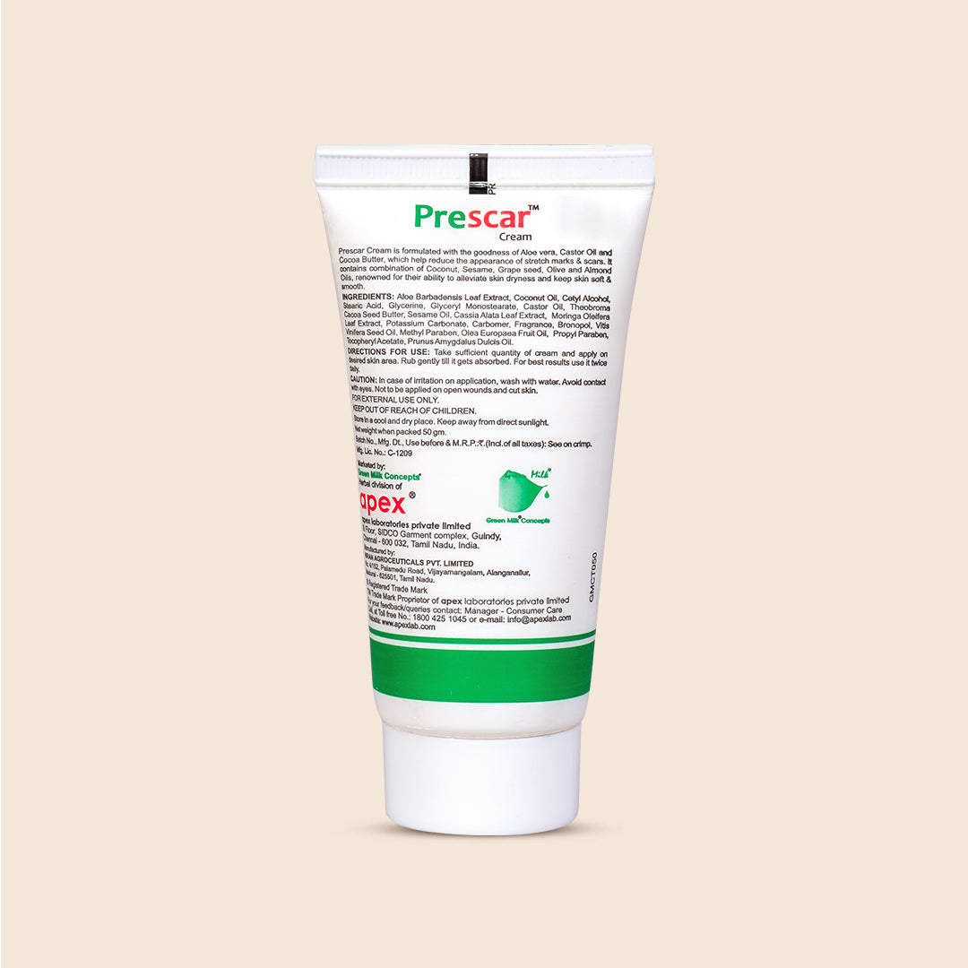 Tube of Prescar cream on a beige background