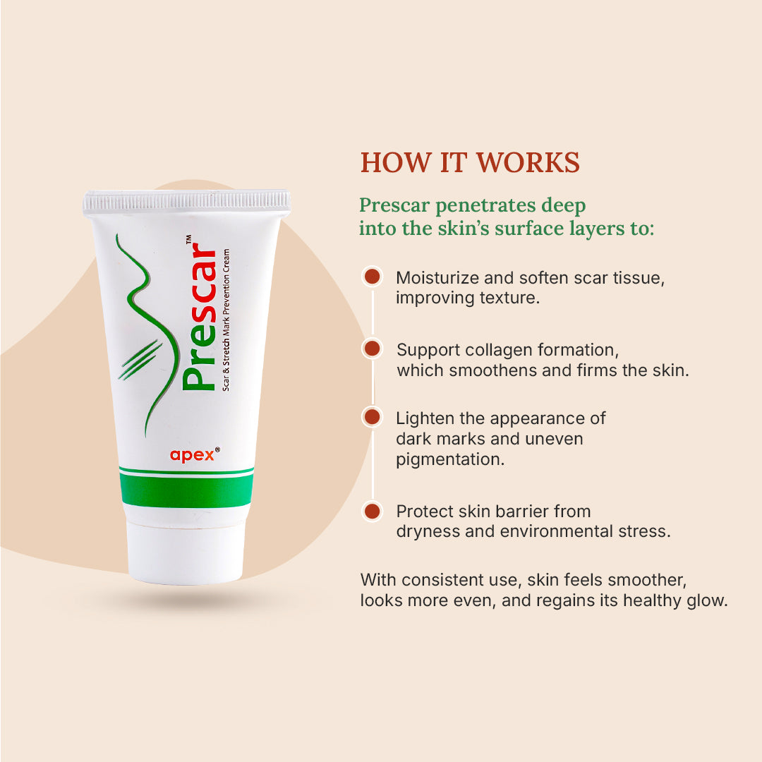 Prescar cream tube with text on a beige background