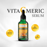 VitaC Meric serum bottle with Green Milk branding on a light gray background